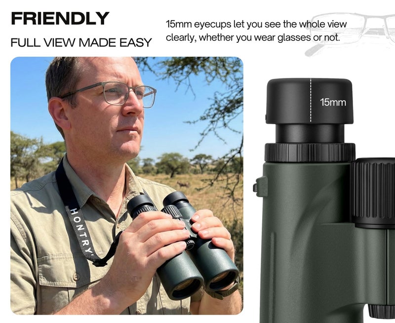Hontry 8x42 Binoculars with IPX6 Waterproof Protection for Bird Watching, Hunting, Cruise Ship, Travel and Safari - Image 5